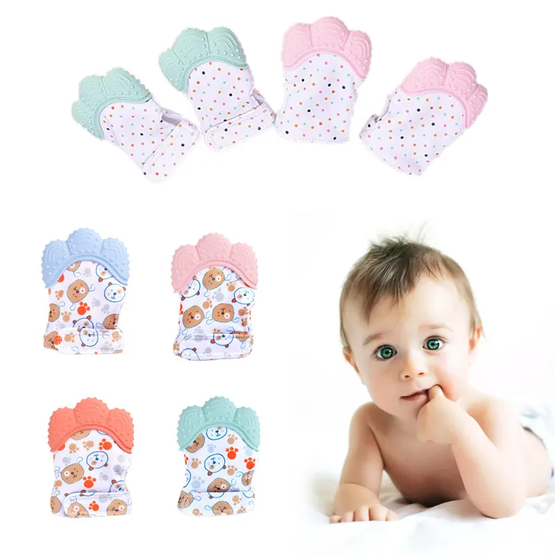 Teething Mitten Baby - Bebê anti-mordida luvas de silicone calmante